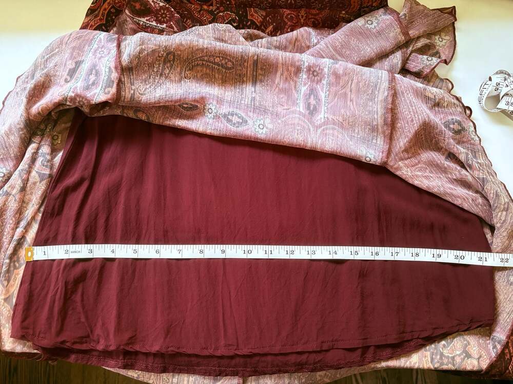 Free People Panel Boho Paisley Printed Asymmetrical Midi Skirt Size Medium - Picture 4 of 8